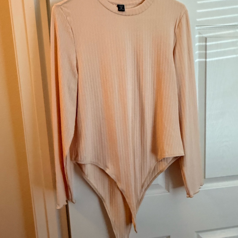 Women's Beige Long Sleeve Bodysuit